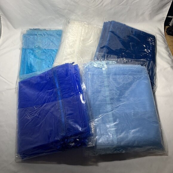 100 Winter Organza Bag Large 8x14" Gift Turquoise Light Blue Gray Royal White - Picture 1 of 6